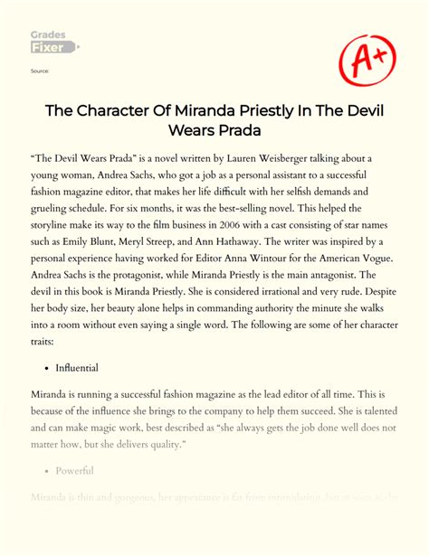 devil wears prada leadership essay|miranda in the devil wears prada.